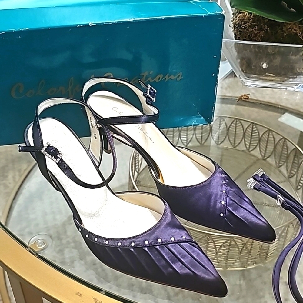 Colorful Creations Alexis Mules Dark purple‎ with crystals sz 6.5B